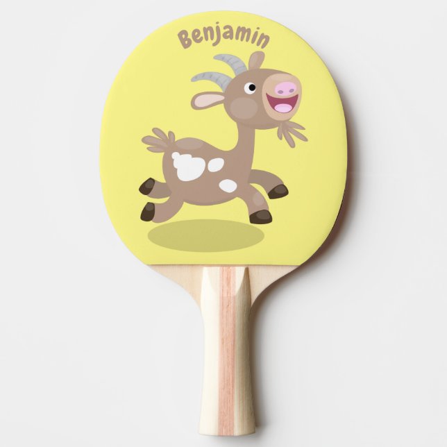 Cute happy billy goat cartoon ping pong paddle (Front)