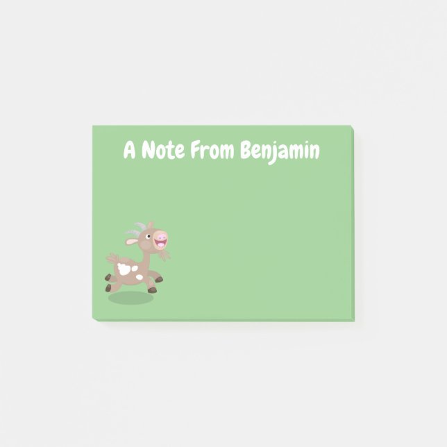 Cute happy billy goat cartoon post-it notes (Front)