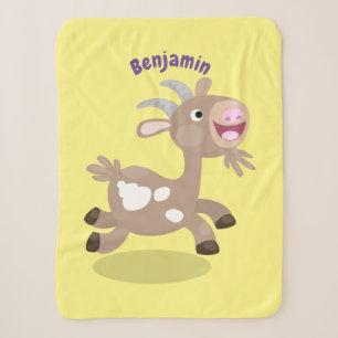 Cute happy billy goat cartoon  sherpa blanket