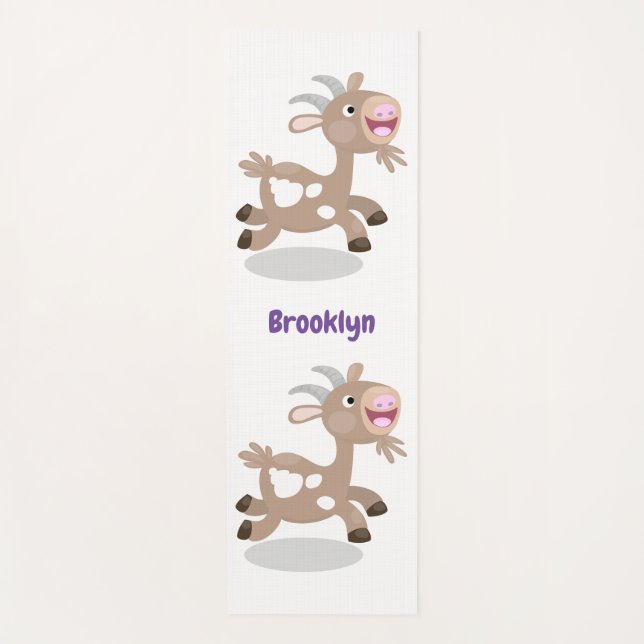 Cute happy billy goat cartoon yoga mat (Front)