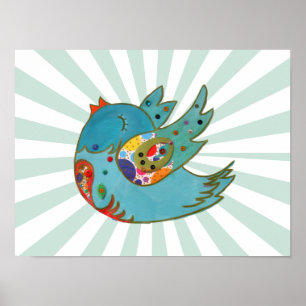 Cute happy bird poster