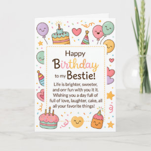 Cute Happy Birthday Best Friend Card