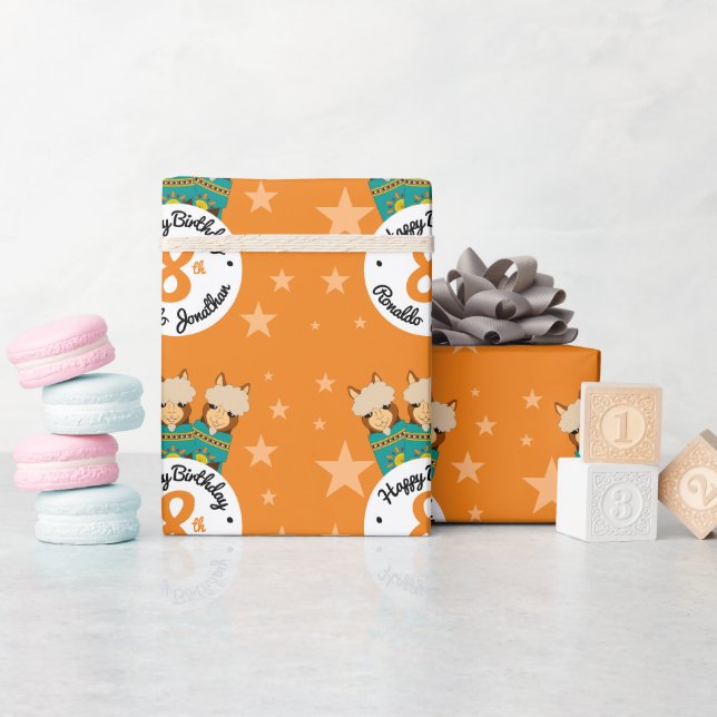 Cute Happy Birthday Boy Alpacas in Teal Serapes Wrapping Paper (Baby Shower)