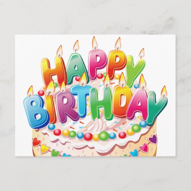 Cute Happy Birthday Candle Cake Postcard (Front)
