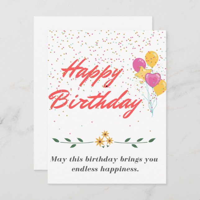 Cute Happy Birthday card (Front/Back)