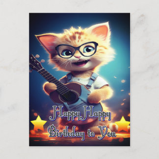 Cute Happy Birthday cat Postcard
