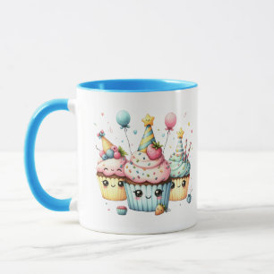 Cute Happy Birthday cupcake add name Mug