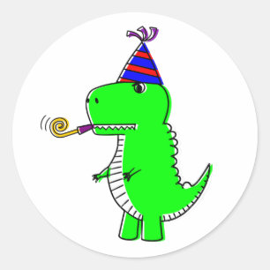 Cute Happy Birthday Dinosaur  Classic Round Sticker