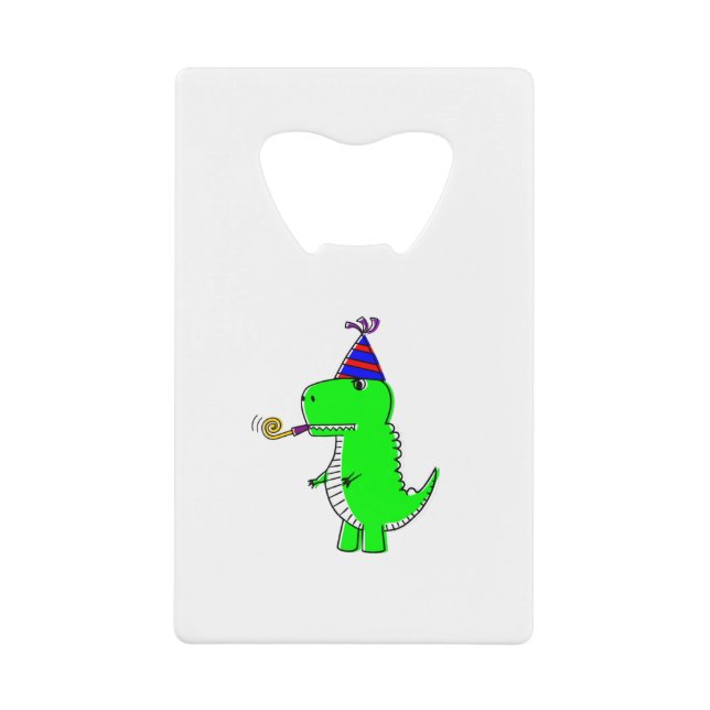 Cute Happy Birthday Dinosaur Credit Card Bottle Opener (Front)