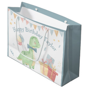 Cute Happy Birthday Dinosaur Party Large Gift Bag