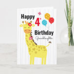 Cute Happy Birthday Giraffe Granddaughter Card<br><div class="desc">Cute happy birthday giraffe kids birthday card with custom age option! Just click to change the template to make it your own. All text is adjustable. Artwork by Valarie Wade.</div>
