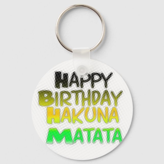 Cute Happy Birthday Hakuna Matata eco Inspirationa Keychain (Front)