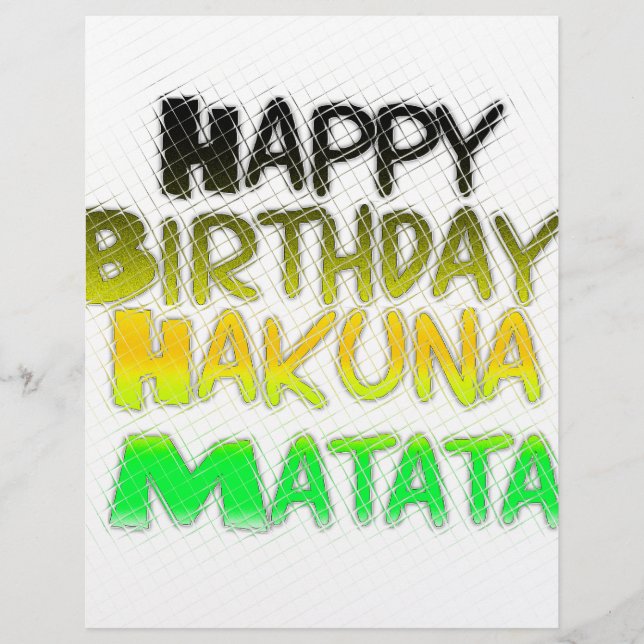 Cute Happy Birthday Hakunamatata Inspirational Art (Front)