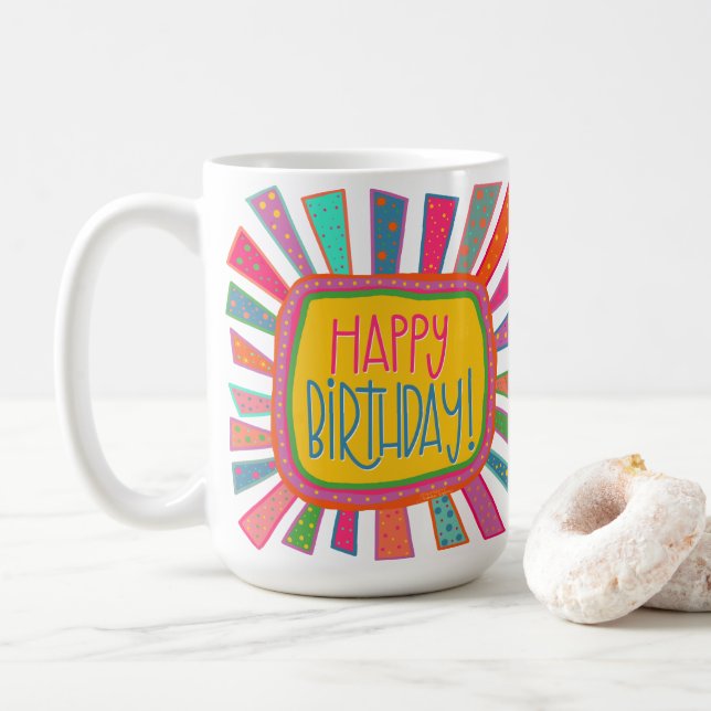 Cute Happy Birthday Inspirivity Coffee Mug (With Donut)