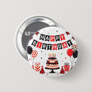Cute Happy Birthday ladybug theme 2 Inch Round Button