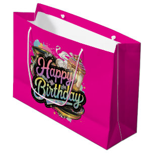 Cute Happy Birthday lady's party  Large Gift Bag