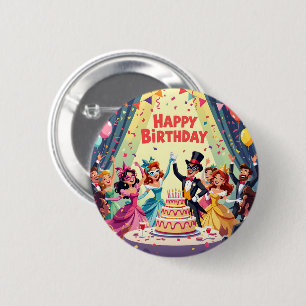 Cute Happy Birthday masquerade theme 2 Inch Round Button