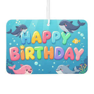 Cute Happy Birthday nautical dolphin Air Freshener