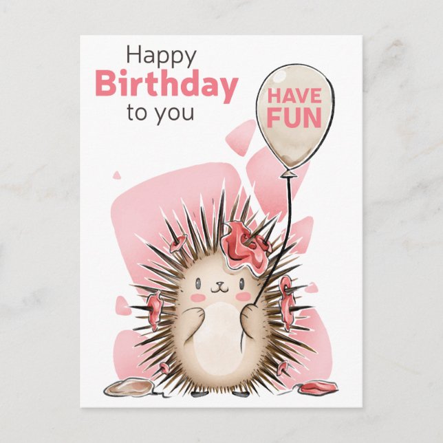 Cute Happy Birthday Postcard (Front)