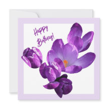 Cute Happy birthday pretty purple crocus floral 