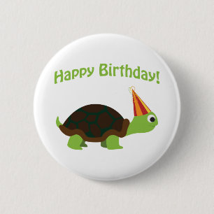 Cute Happy Birthday! Turtle 2 Inch Round Button