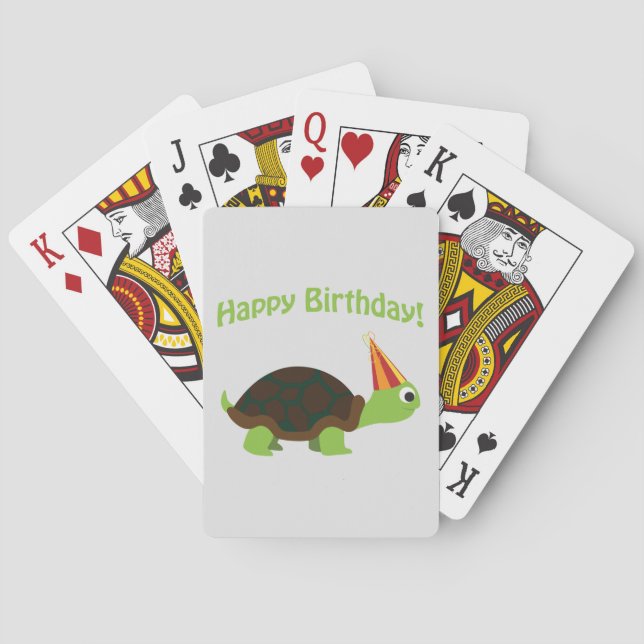 Cute Happy Birthday! Turtle Playing Cards (Back)