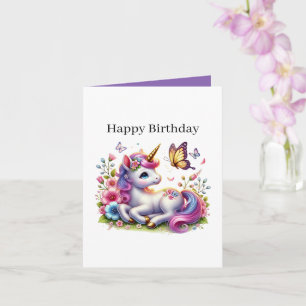 Cute Happy Birthday unicorn lovers customizable  Card