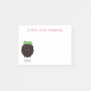 Cute happy blackberry fruit cartoon illustration post-it notes