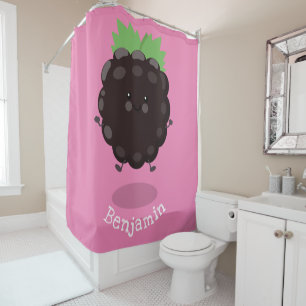 Cute happy blackberry purple cartoon illustration