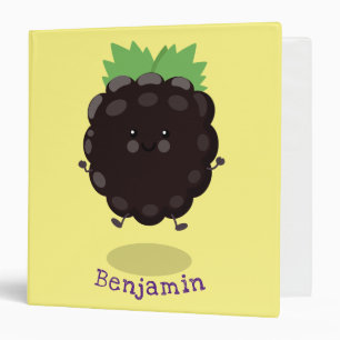 Cute happy blackberry purple cartoon illustration binder