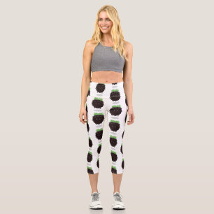 Cute happy blackberry purple cartoon illustration capri leggings