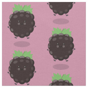 Cute happy blackberry purple cartoon illustration fabric