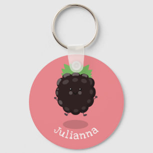 Cute happy blackberry purple cartoon illustration keychain