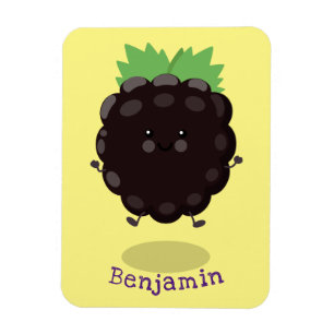 Cute happy blackberry purple cartoon illustration magnet