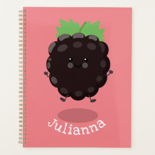 Cute happy blackberry purple cartoon illustration planner