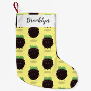 Cute happy blackberry purple cartoon illustration small christmas stocking