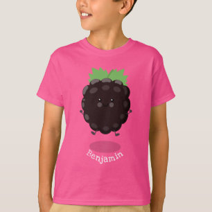 Cute happy blackberry purple cartoon illustration T-Shirt