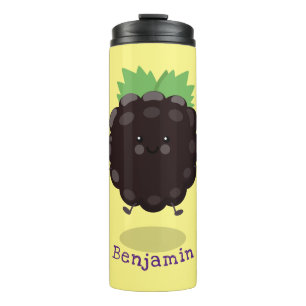 Cute happy blackberry purple cartoon illustration thermal tumbler