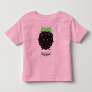 Cute happy blackberry purple cartoon illustration toddler t-shirt