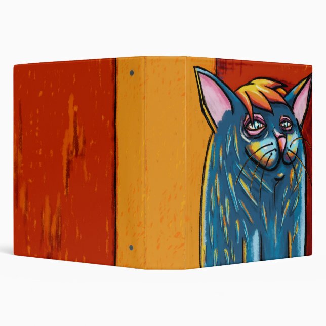 Cute Happy Blue Cat Pet Journal Binder (Background)