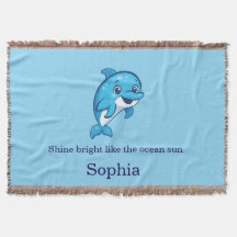 Cute Happy Blue Dolphin Cartoon Sea Creature