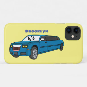 Cute happy blue Limousine cartoon car iPhone 11 Case