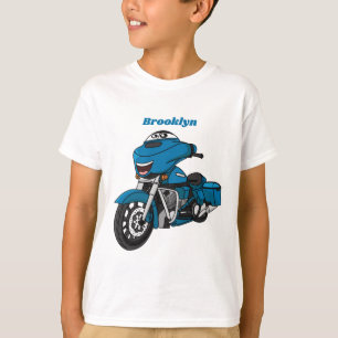 Cute happy blue motorcycle cartoon T-Shirt