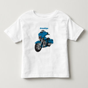 Cute happy blue motorcycle cartoon toddler t-shirt