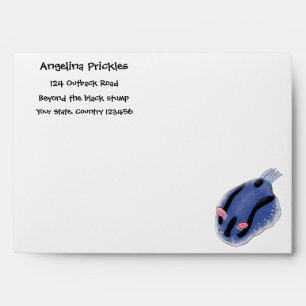 Cute happy blue nudibranch cartoon illustration envelope