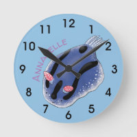Cute happy blue nudibranch cartoon illustration