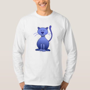 Cute Happy Blue Smiling Cat Picture Funny Template T-Shirt