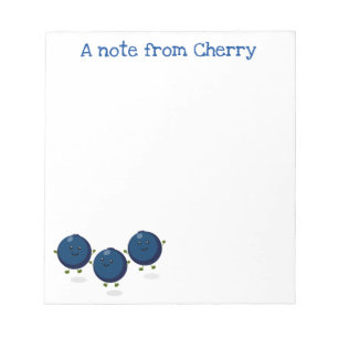 Cute happy blueberries cartoon illustration notepad