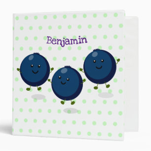 Cute happy blueberries purple cartoon illustration binder