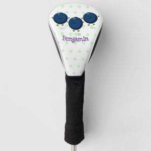 Cute happy blueberries purple cartoon illustration golf head cover